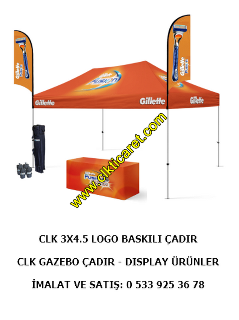 CLK Logo Baskılı Gazebo Çadır Tente Portatif Çadırlar